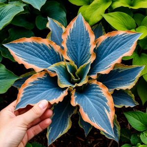 Хоста Океан Вью купить по цене от 960р. в интернет-магазине «Посадика» с доставкой почтой в в Черногорске и по всей России – [изображение №1].